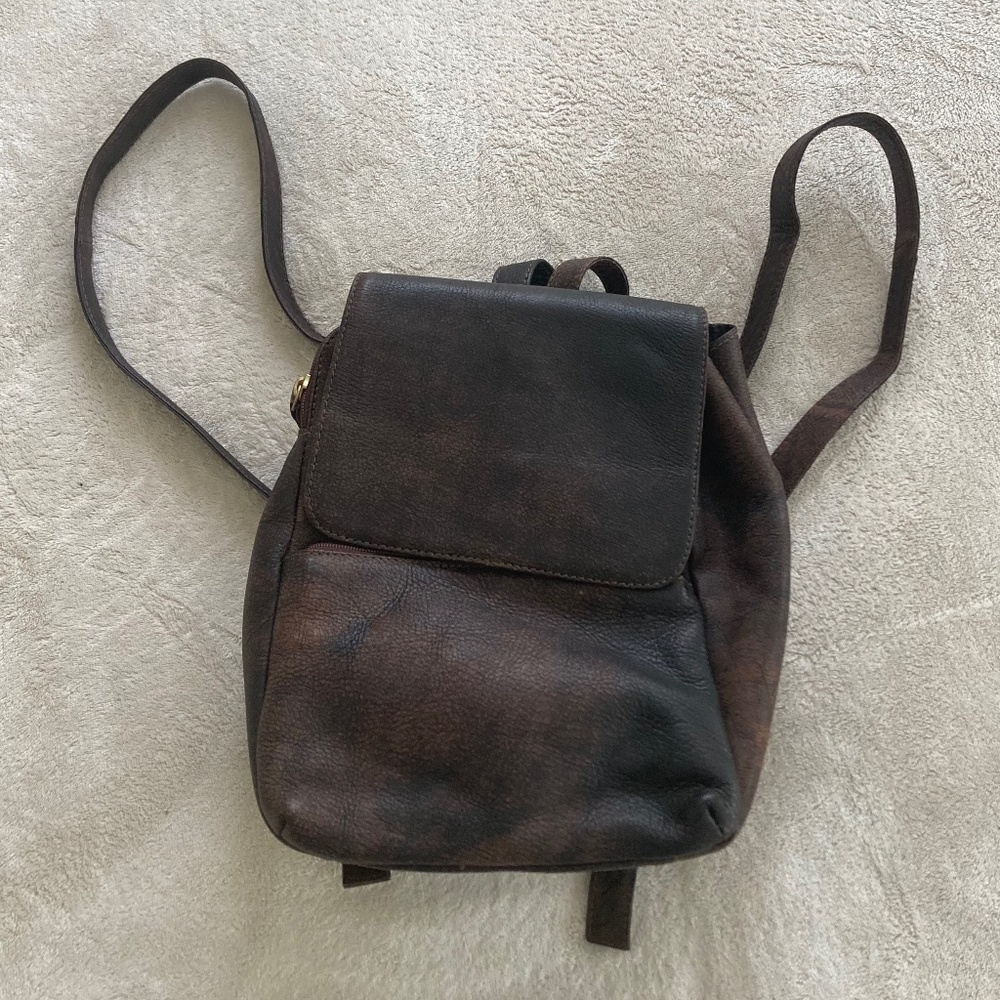 Vintage Hobo International HOBO brown leather mini backpack